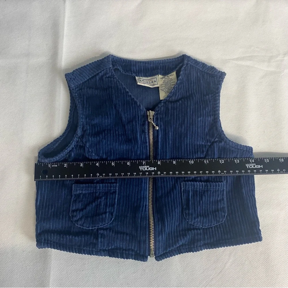 Vintage Arizona Jean Company Original Boys Sz 6/6X Corduroy Vest Blue Full Zip